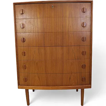 Teak chest of drawers by Henning Kjærnulf with six drawers, 1960s