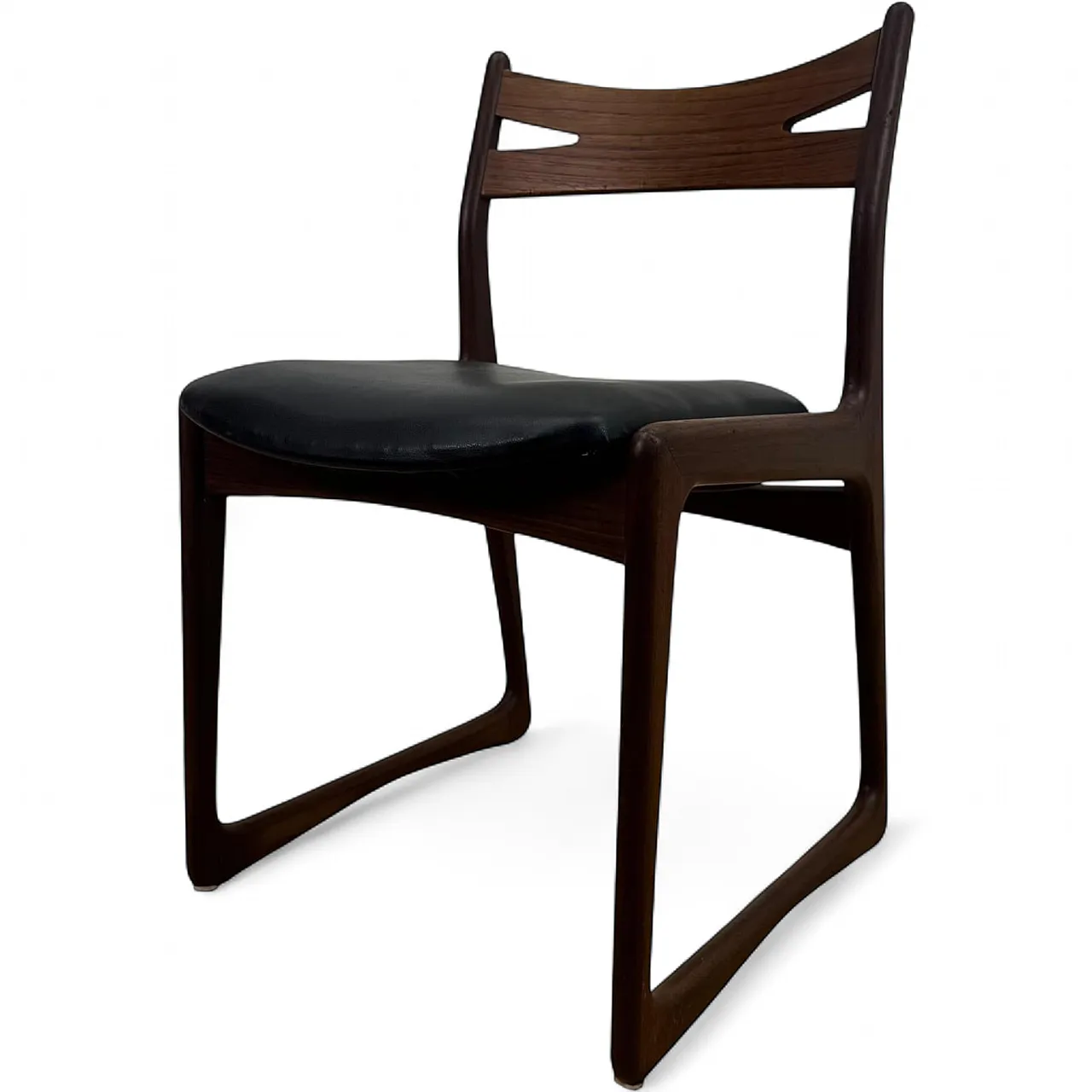 Danish teak chair with black padding, 1960s 9