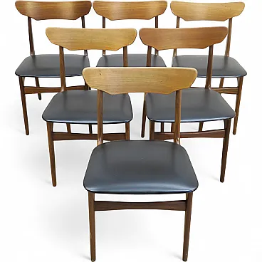 6 Teak chairs by Schiønning & Elgaard for Randers, 1960s