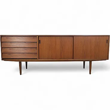 Danish teak sideboard with drawers and sliding doors, 1960s