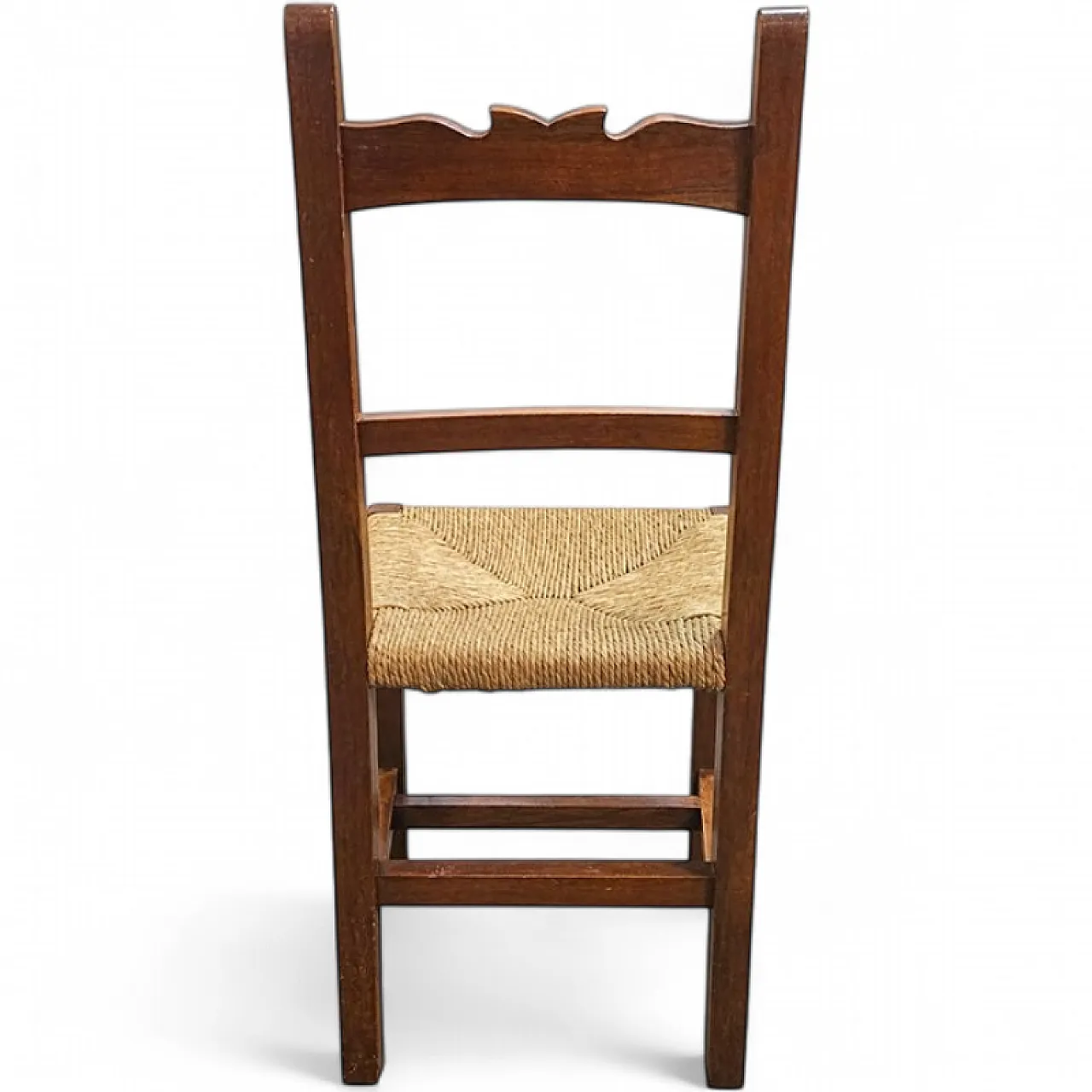 9 Rustic wooden chairs with straw seats, 20th century 6