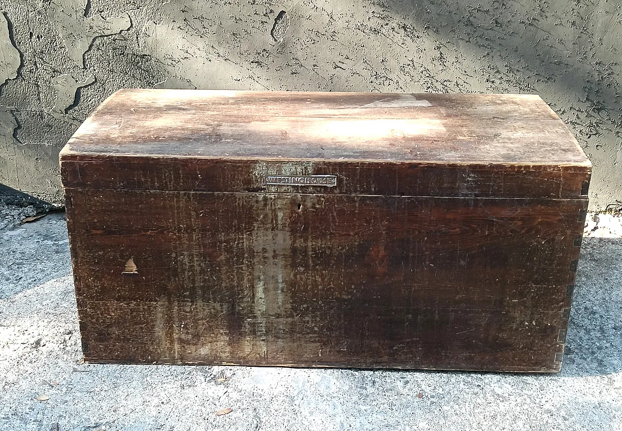 Westinghouse wood trunk with metal details, 1940s 1