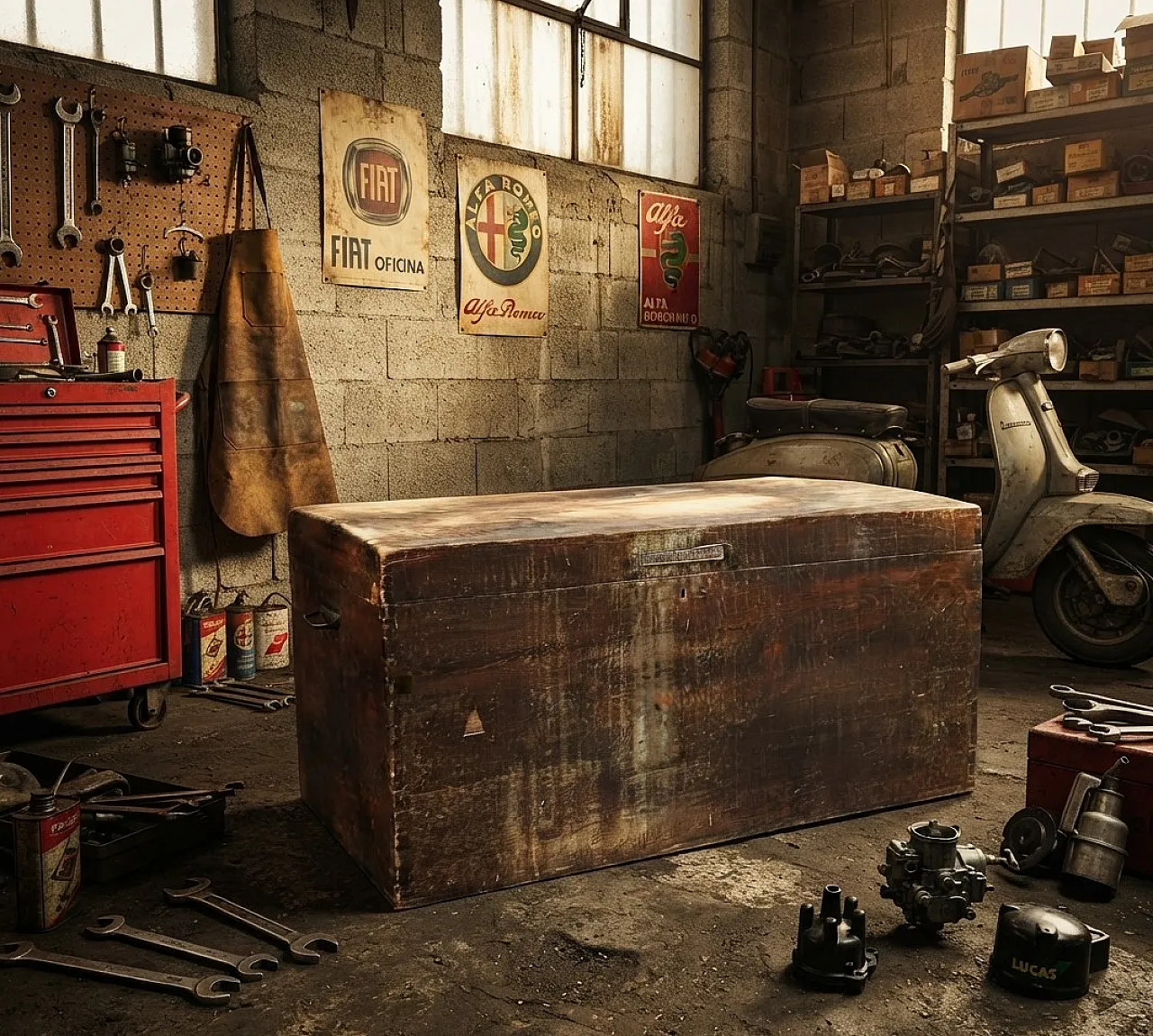 Westinghouse wood trunk with metal details, 1940s 15