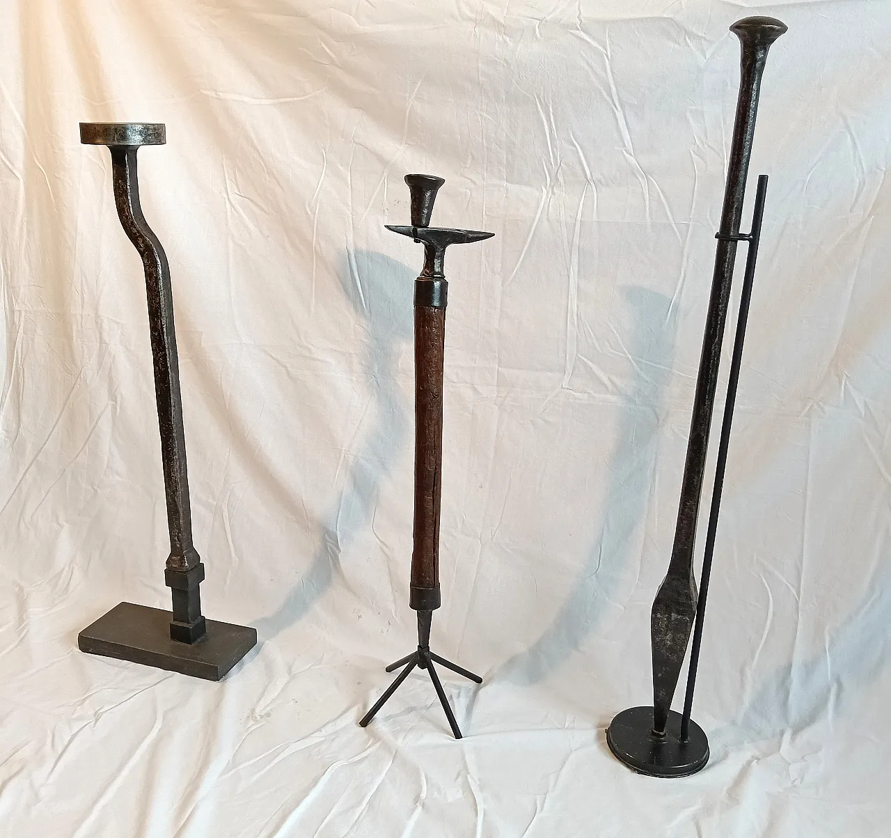 2 metal stem sickle anvils, 1940s 1