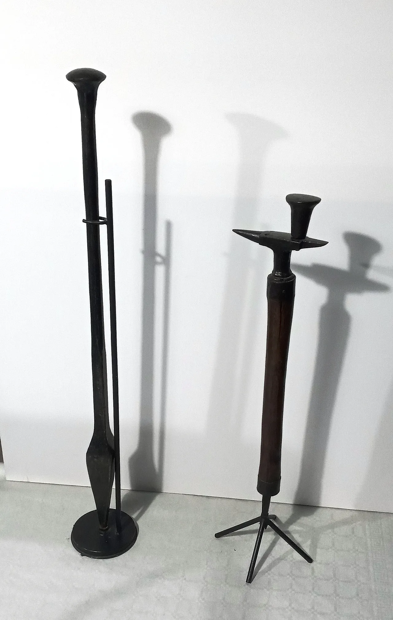2 metal stem sickle anvils, 1940s 7