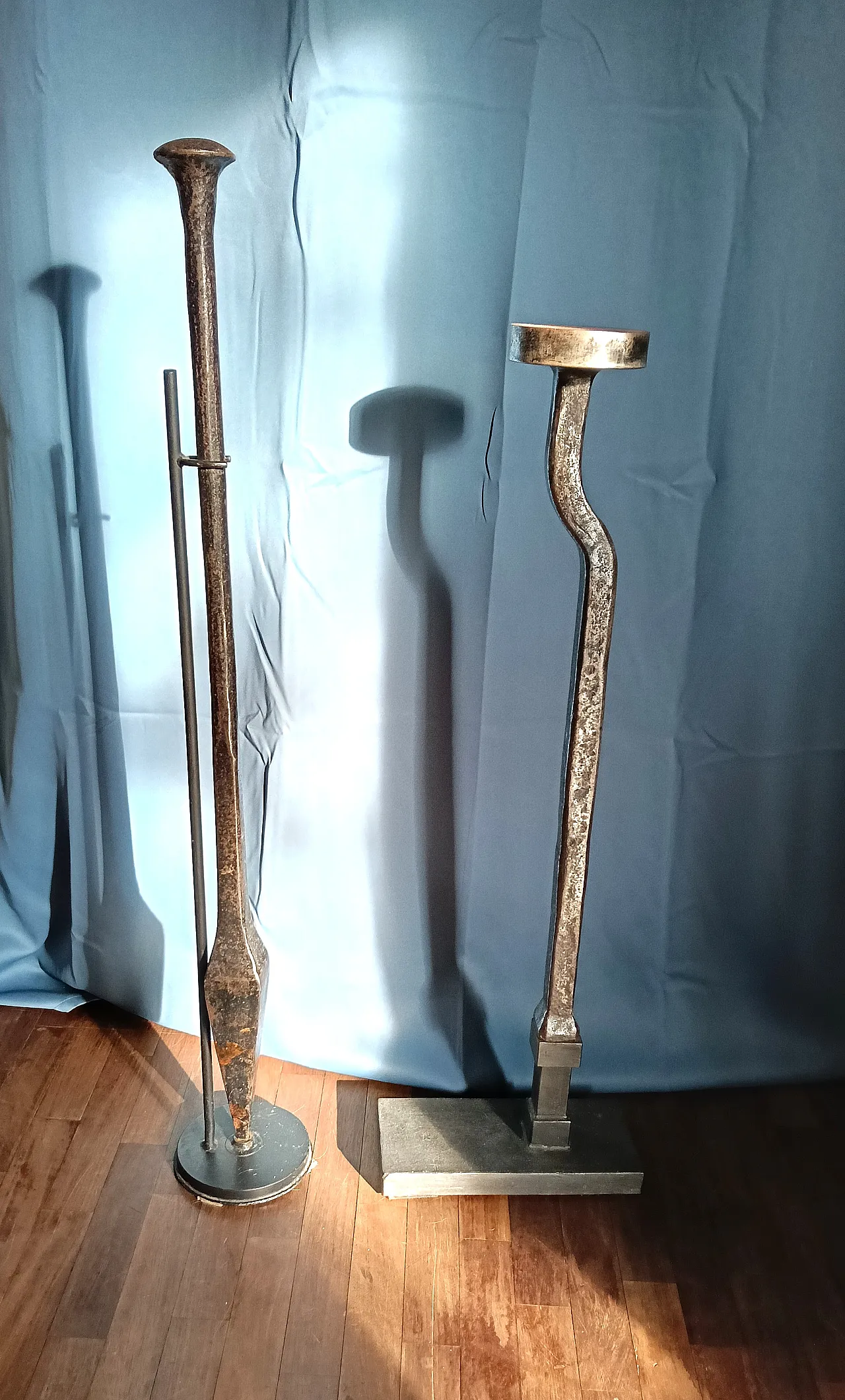 2 metal stem sickle anvils, 1940s 14