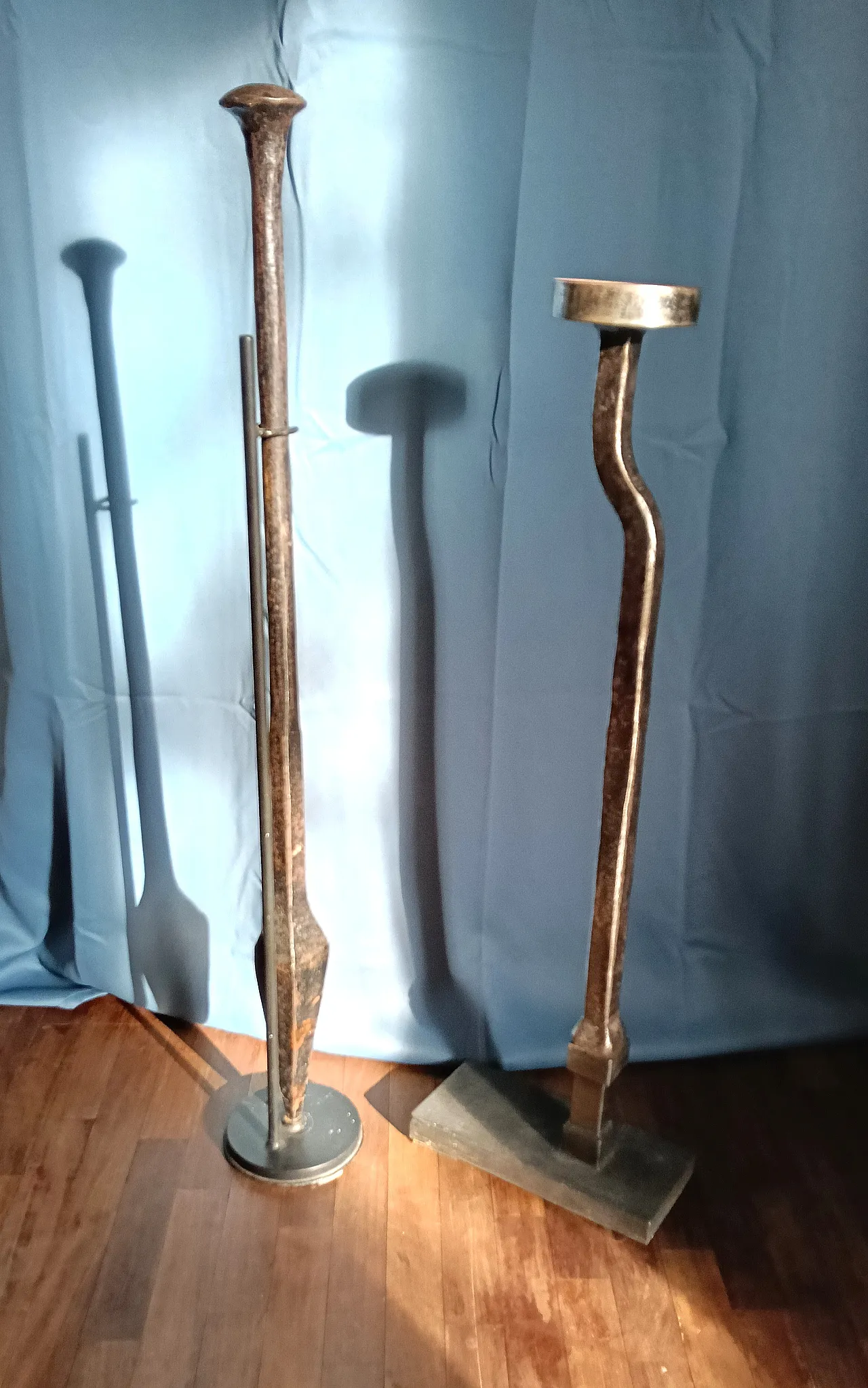 2 metal stem sickle anvils, 1940s 15