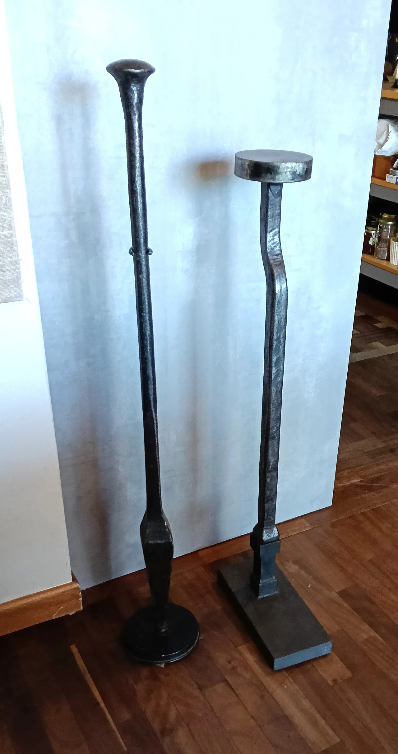 2 metal stem sickle anvils, 1940s 17