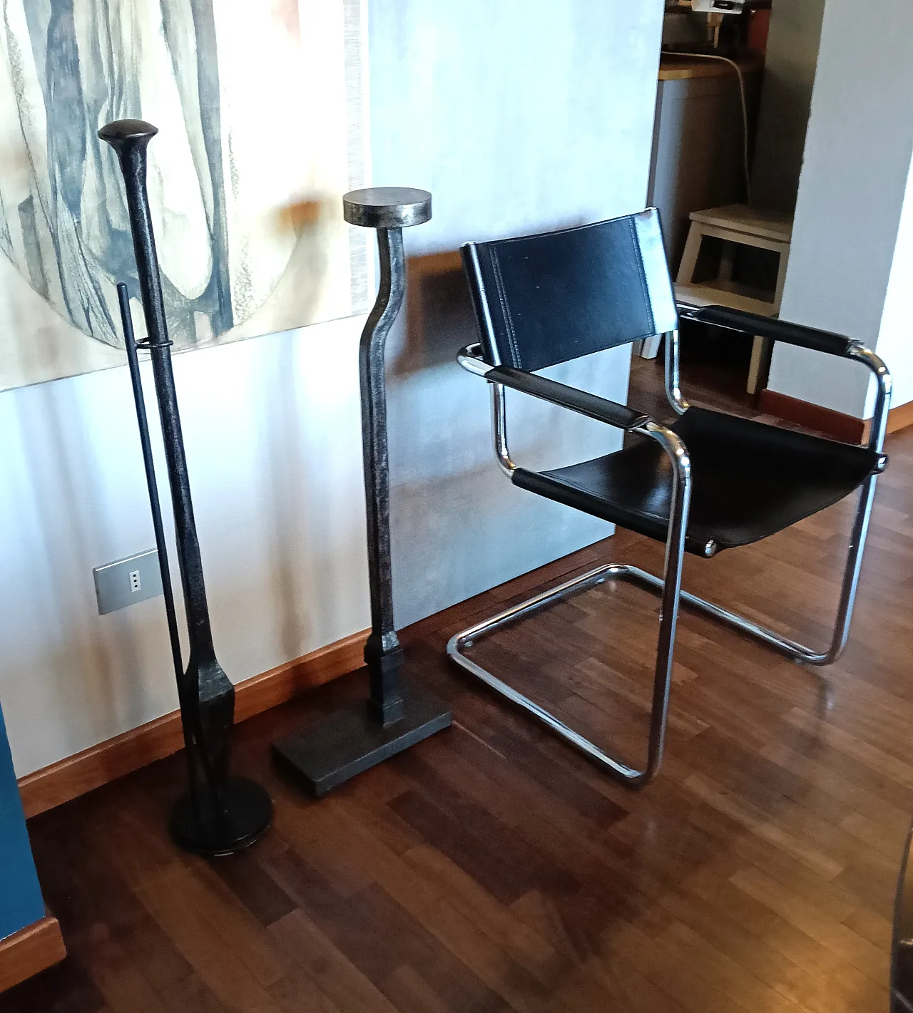 2 metal stem sickle anvils, 1940s 25