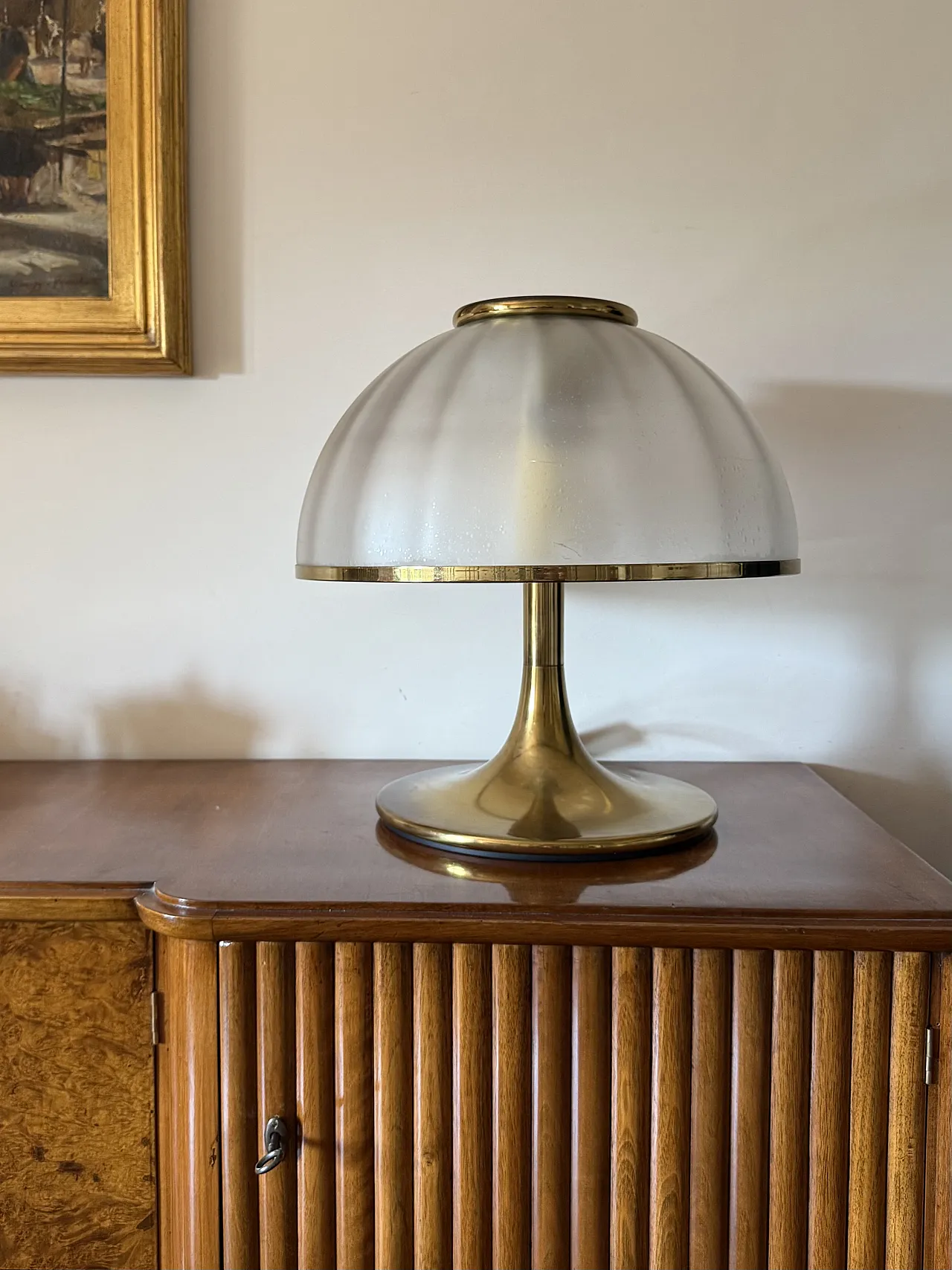 Glass mushroom table lamp, Fabbian, Italy 1970 6