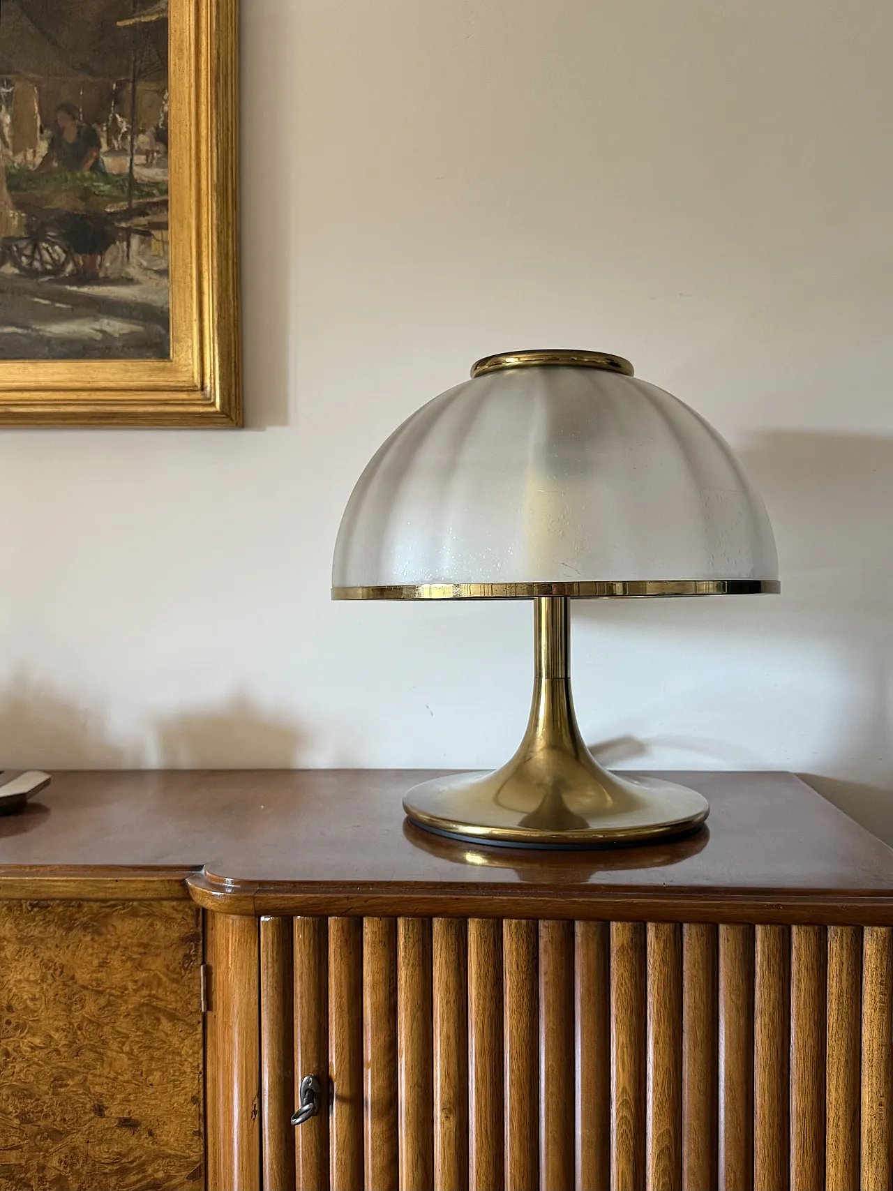 Glass mushroom table lamp, Fabbian, Italy 1970 8