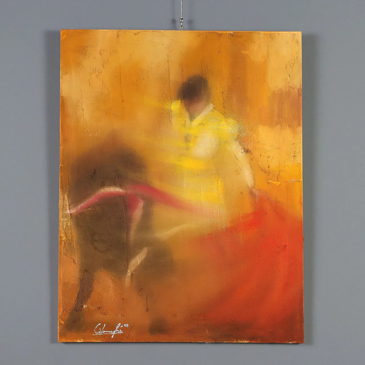 Painting by Gianpietro Cavenaghi, mixed media on canvas, 20th century 1