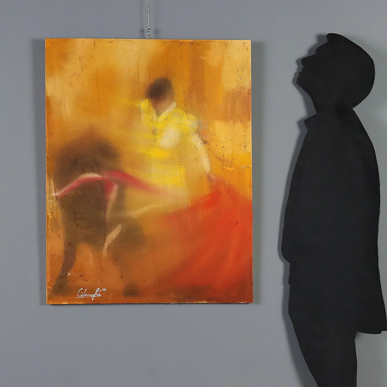 Painting by Gianpietro Cavenaghi, mixed media on canvas, 20th century 2
