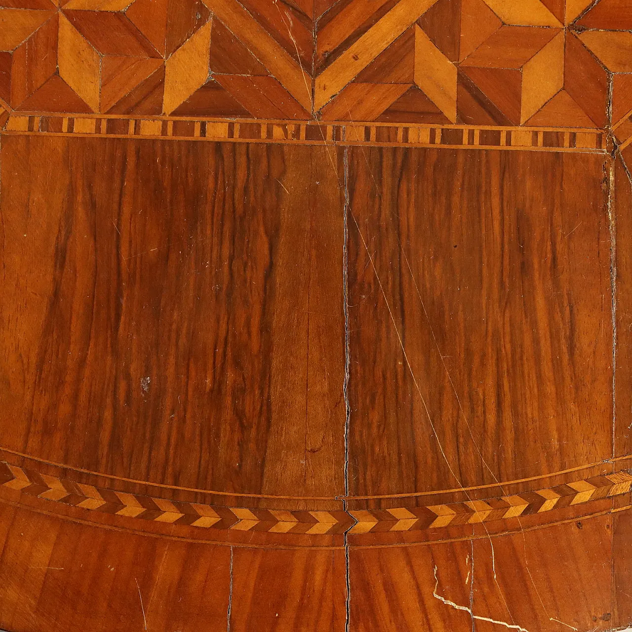 Tavolo con intarsio geometrico emiliano, '800 6