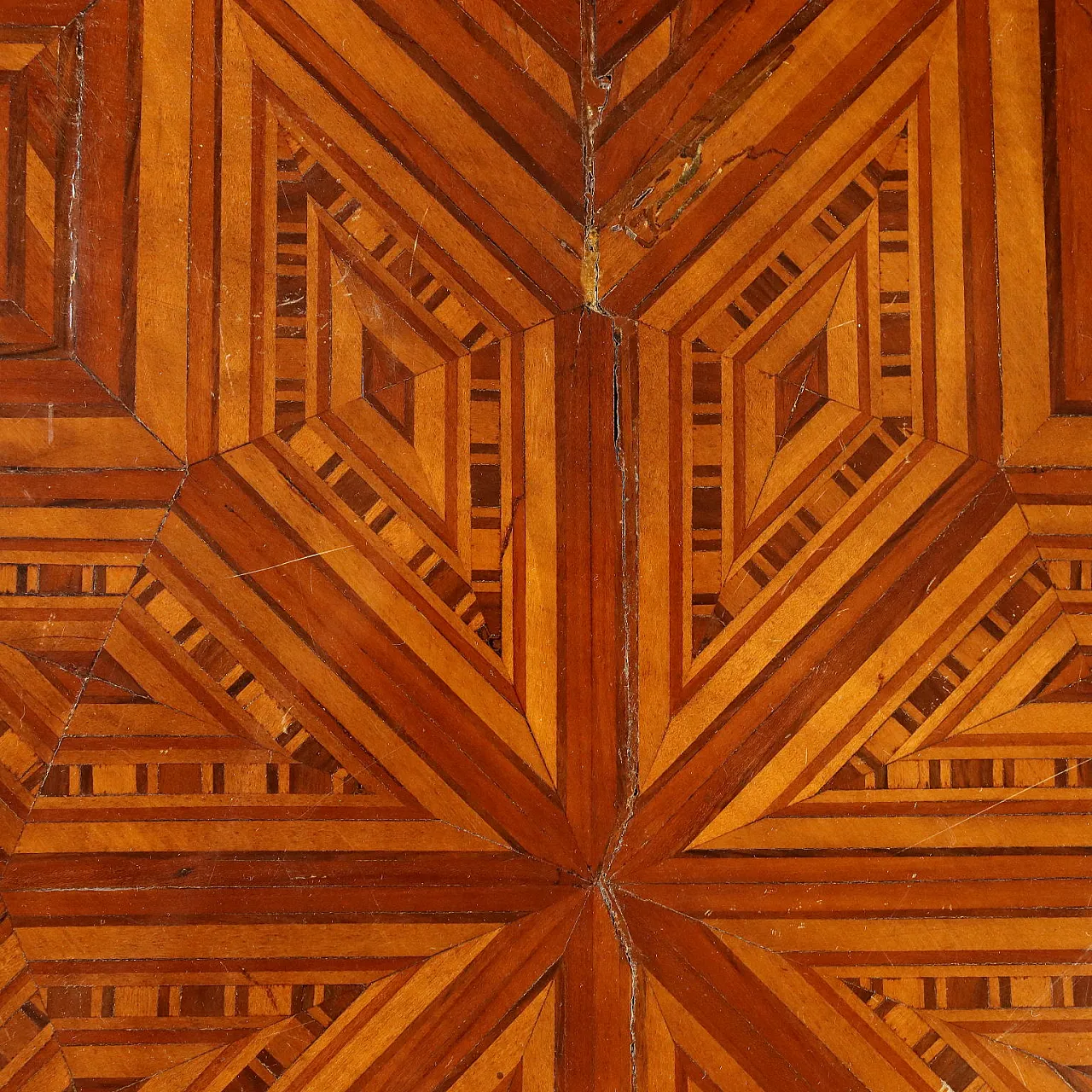 Tavolo con intarsio geometrico emiliano, '800 7