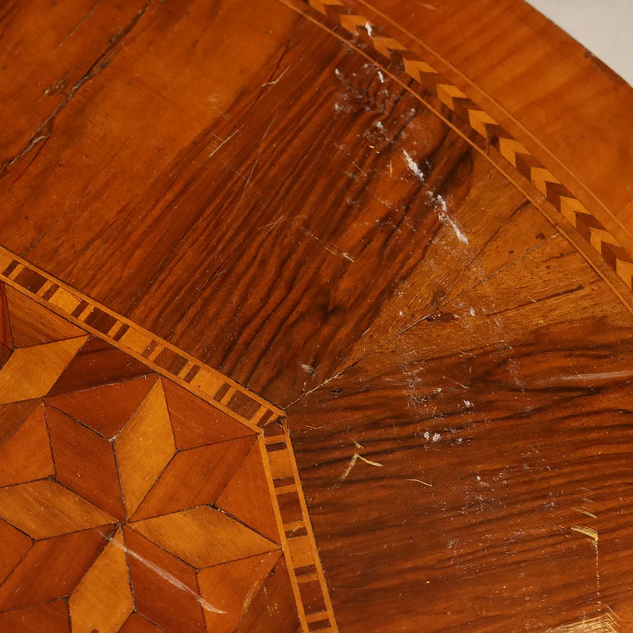 Tavolo con intarsio geometrico emiliano, '800 8
