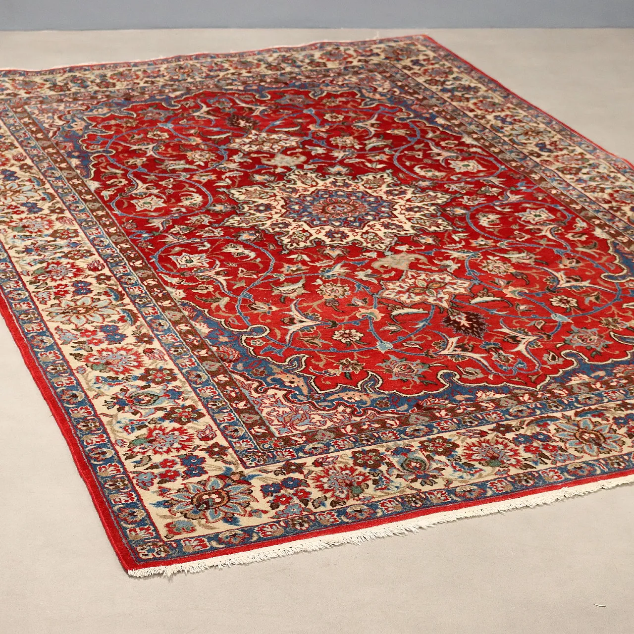 Tappeto Isfahan in cotone e lana, '900 1