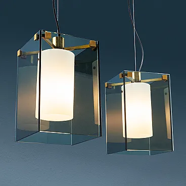 Pair of 2211 ceiling lamps by Max Ingrand for Fontana Arte, 1960s