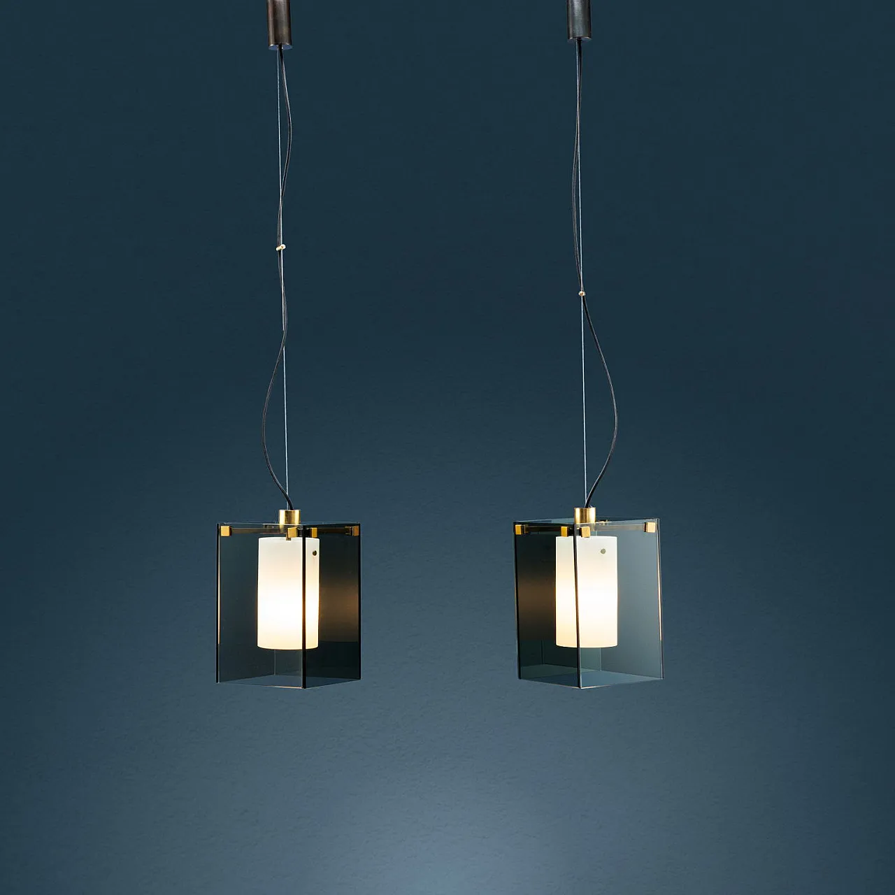 Pair of 2211 ceiling lamps by Max Ingrand for Fontana Arte, 1960s 2