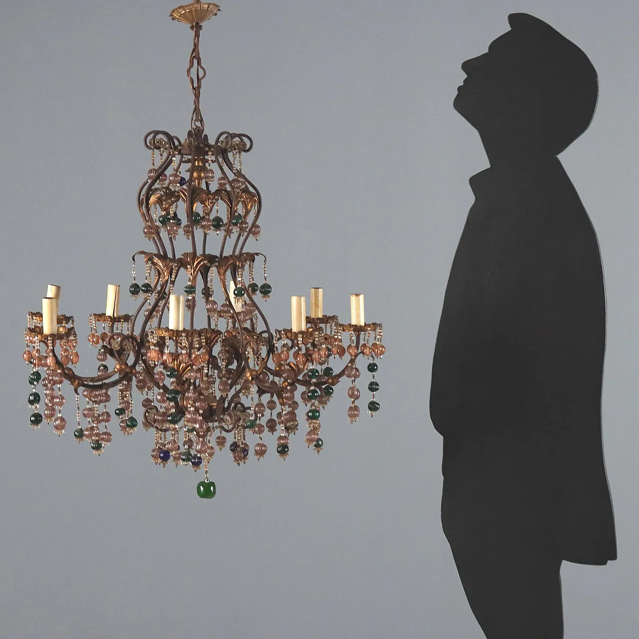Chandelier in golden iron and sheet metal, 20th century 2