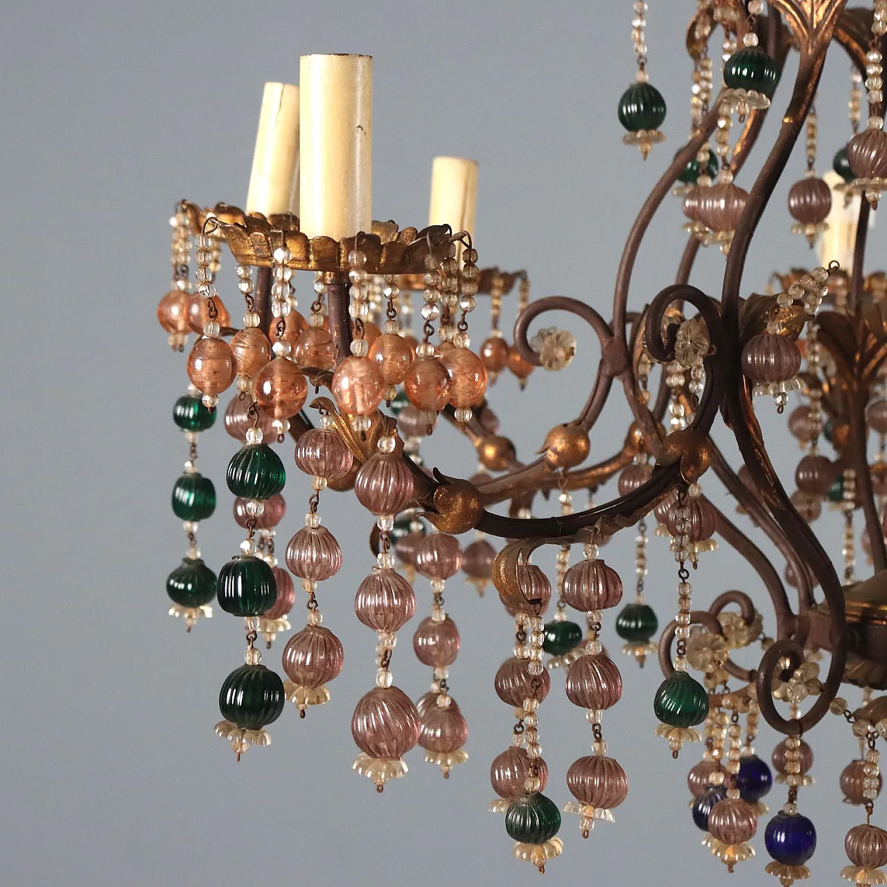 Chandelier in golden iron and sheet metal, 20th century 4
