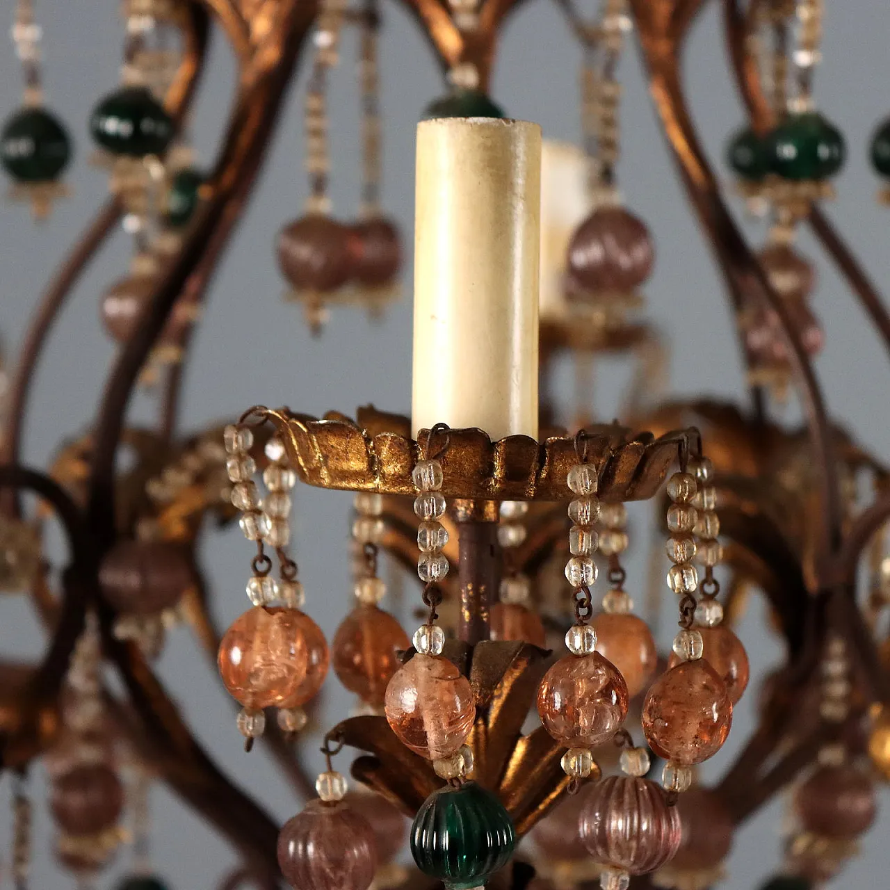 Chandelier in golden iron and sheet metal, 20th century 5