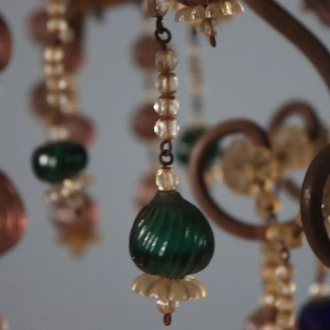 Chandelier in golden iron and sheet metal, 20th century 7