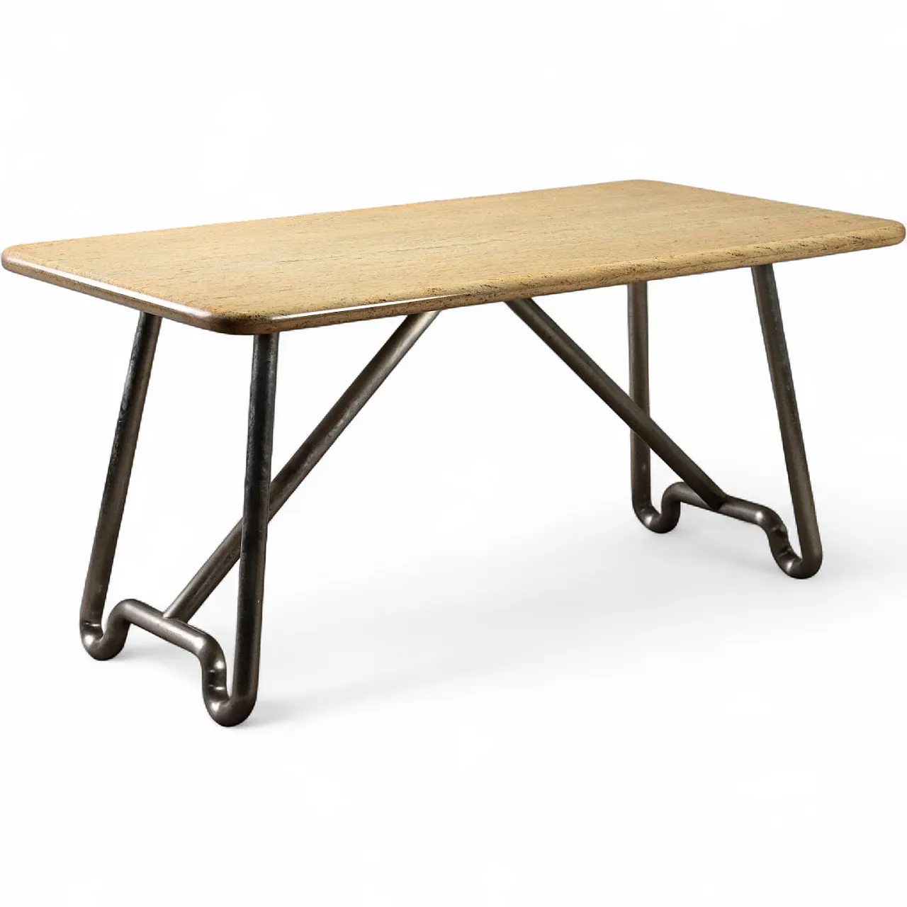 Table in chromed aluminum and marble, 1970s 10