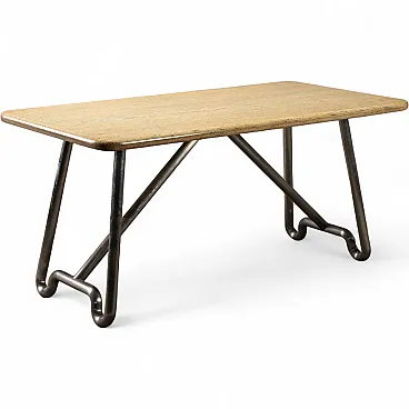 Table in chromed aluminum and marble, 1970s