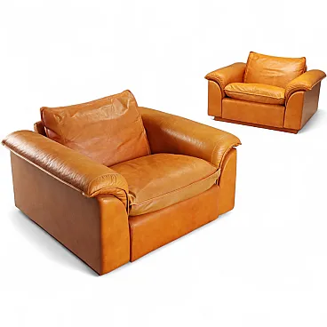 Pair of leather armchairs, 1970s