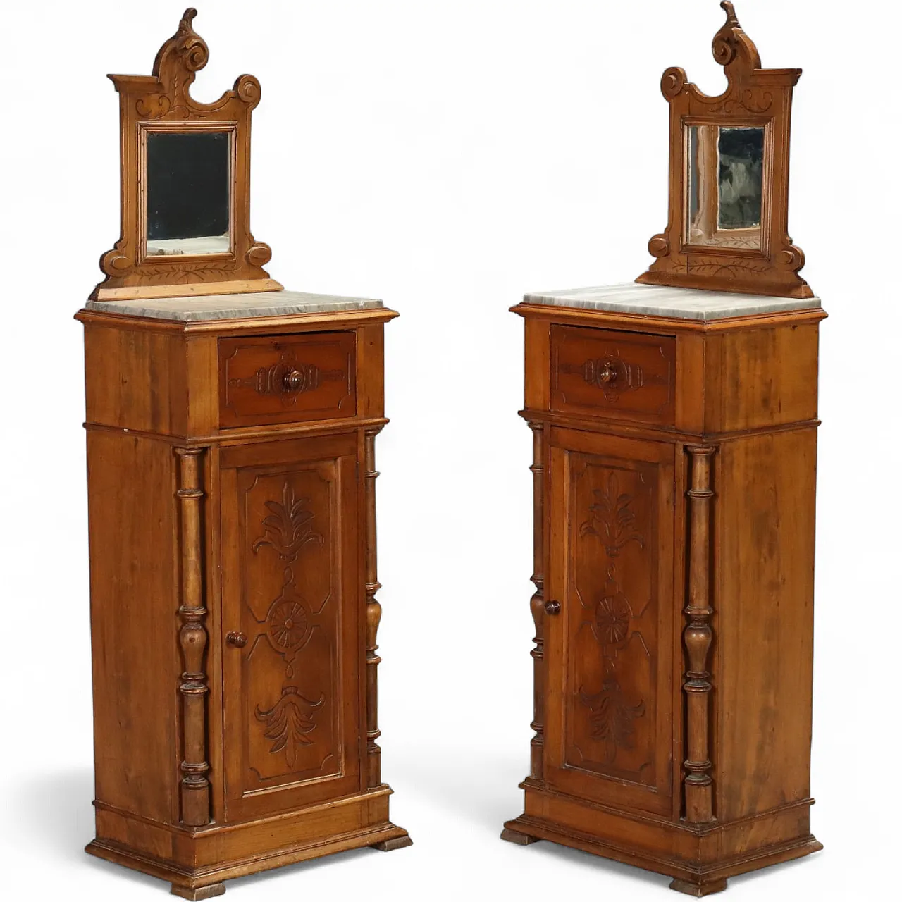 Pair of walnut bedside tables, 19th century 11