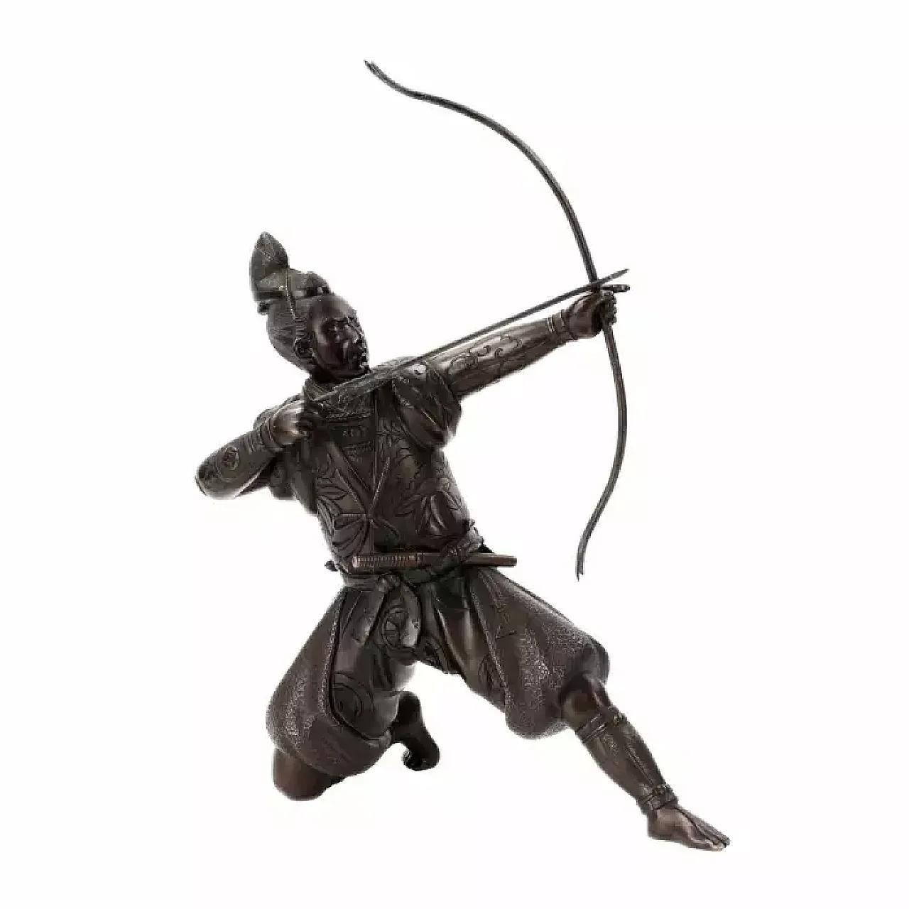 Arciere samurai giapponese in bronzo, '800 1