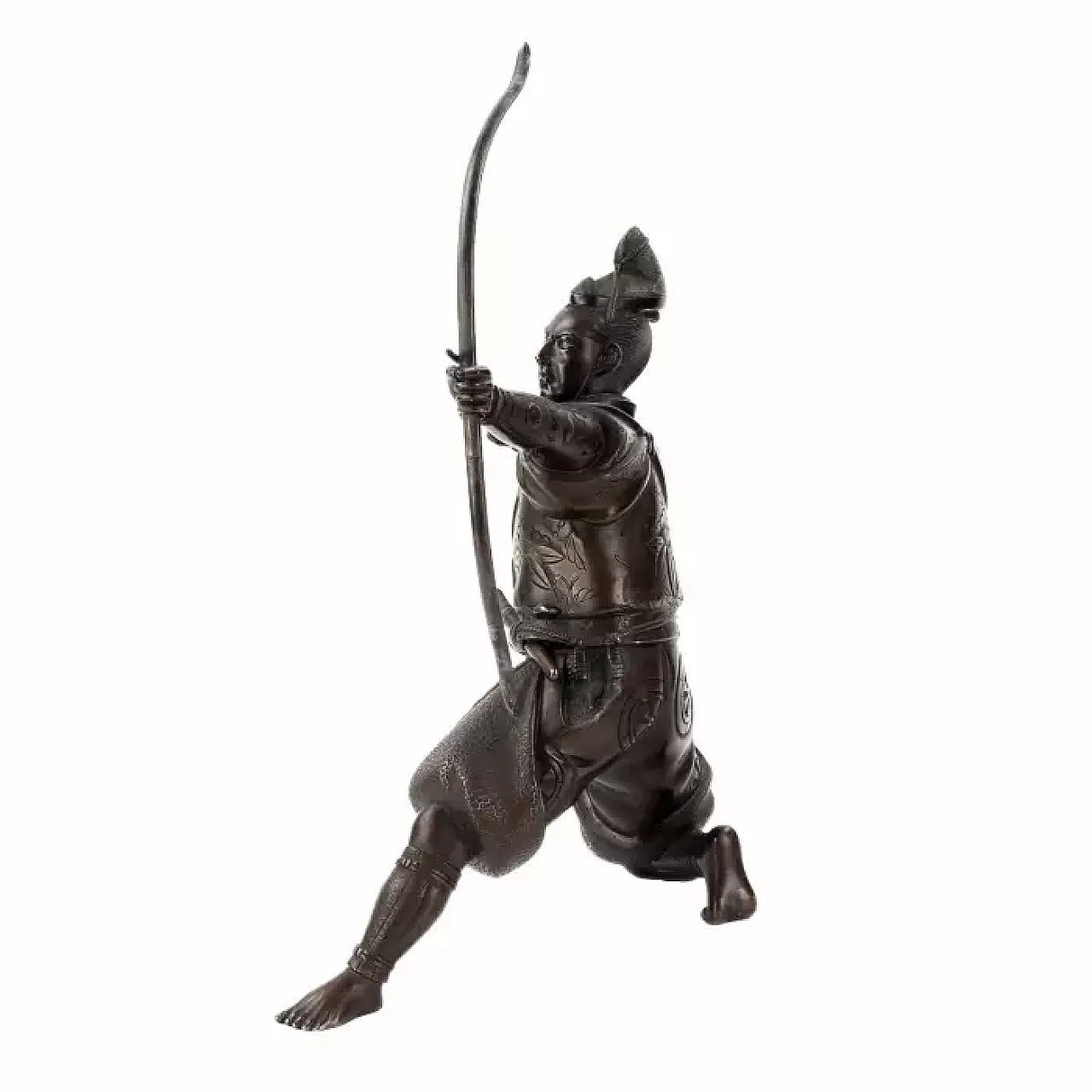 Arciere samurai giapponese in bronzo, '800 3