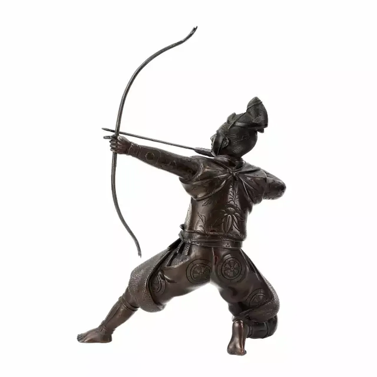 Arciere samurai giapponese in bronzo, '800 4