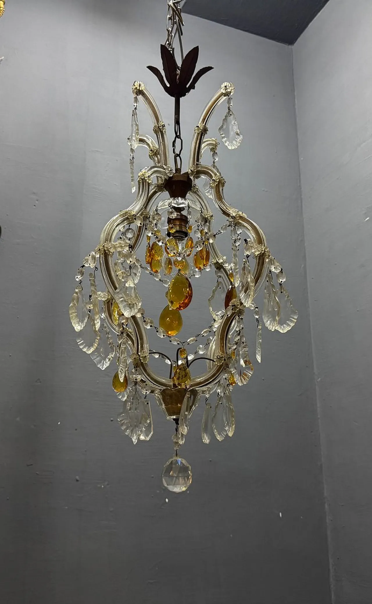 Maria Theresa crystal pendant lamp, 1950s 3