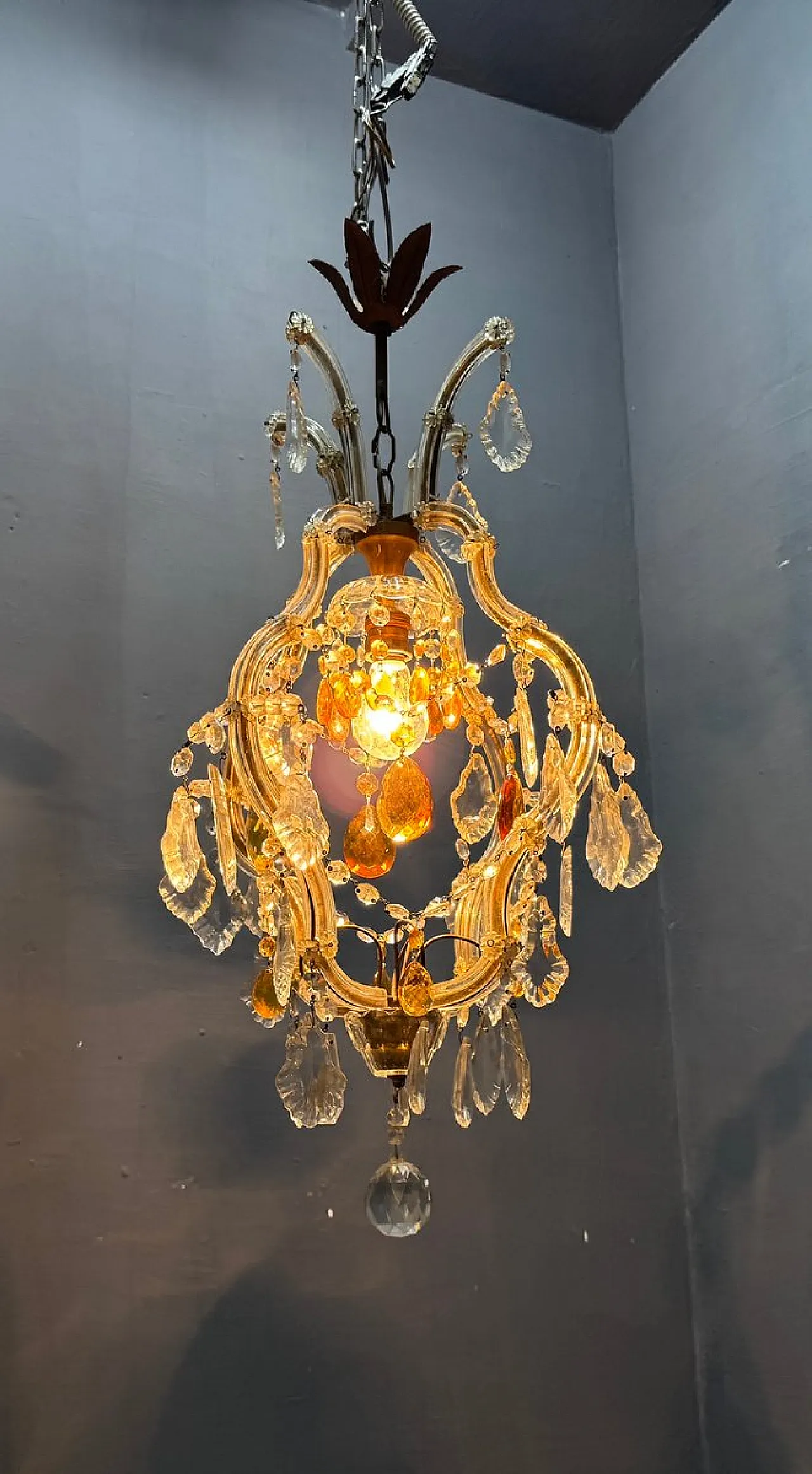 Maria Theresa crystal pendant lamp, 1950s 4