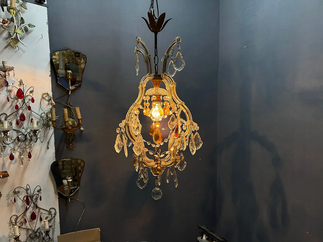 Maria Theresa crystal pendant lamp, 1950s 7