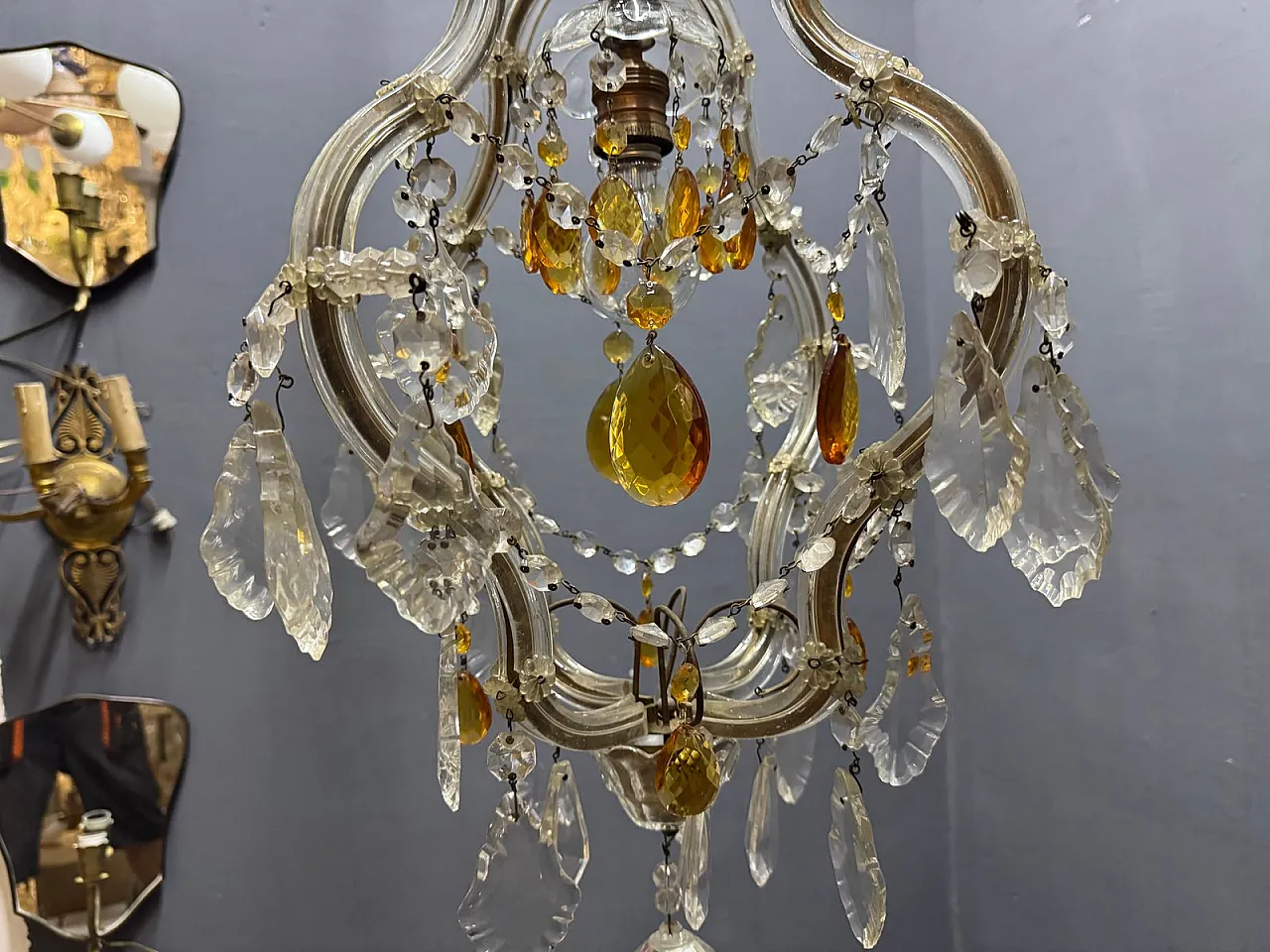 Maria Theresa crystal pendant lamp, 1950s 8