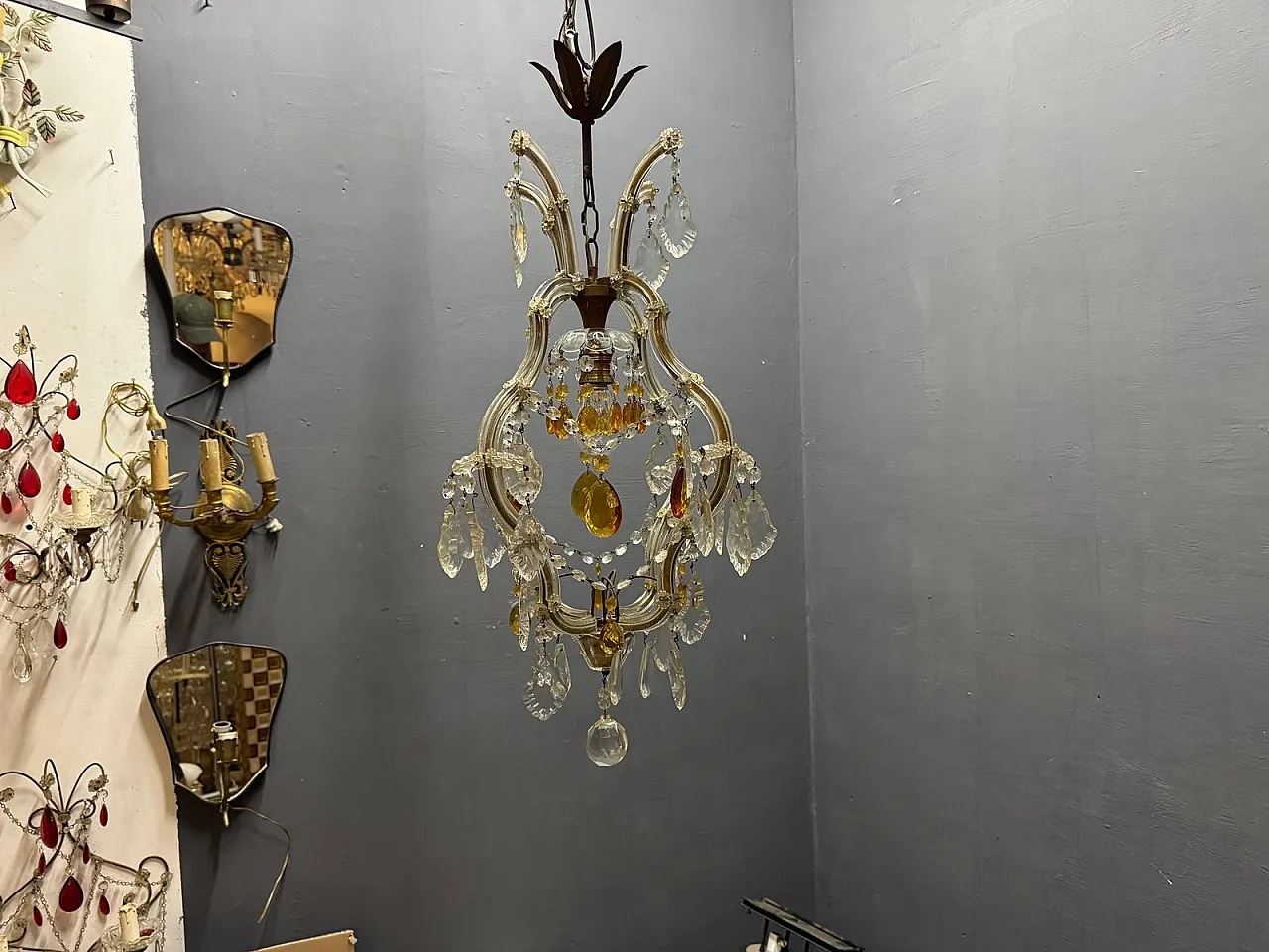 Maria Theresa crystal pendant lamp, 1950s 9