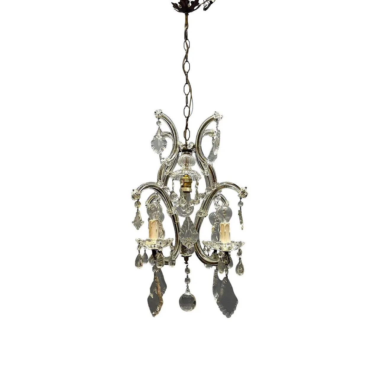 Crystal and Murano glass chandelier, Italy, 1950s 1