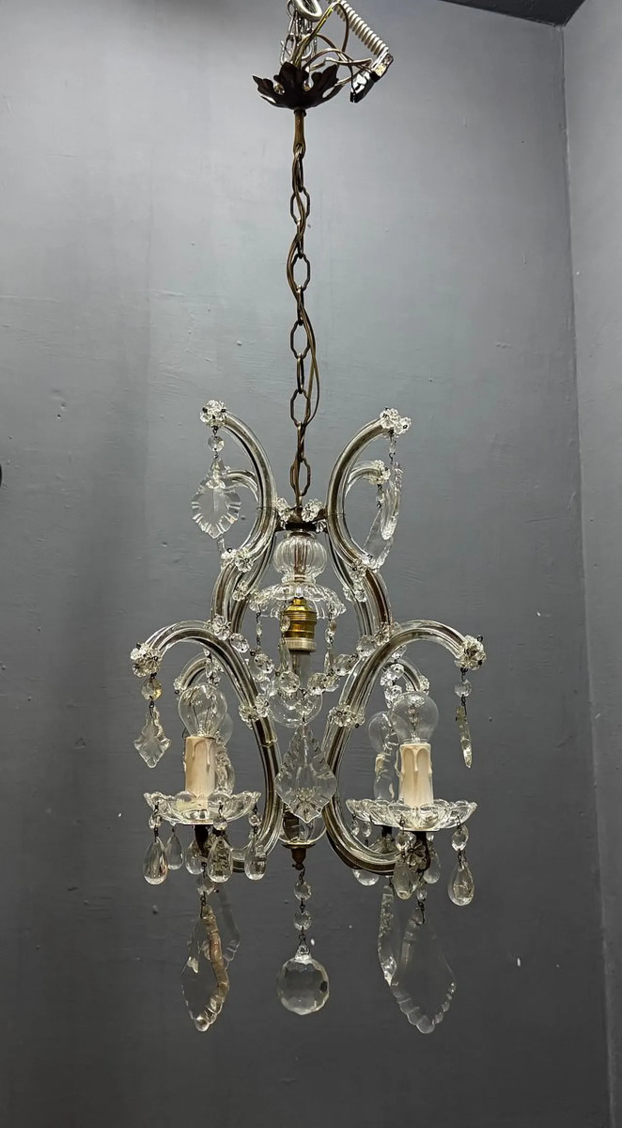 Crystal and Murano glass chandelier, Italy, 1950s 3