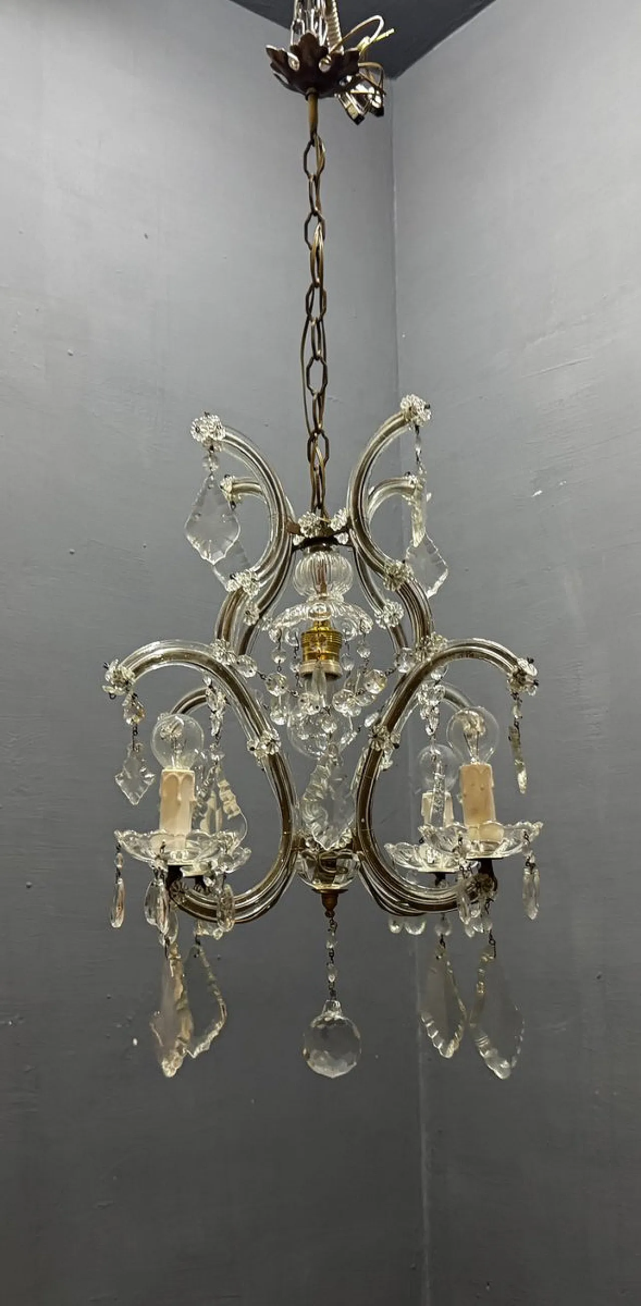 Crystal and Murano glass chandelier, Italy, 1950s 4