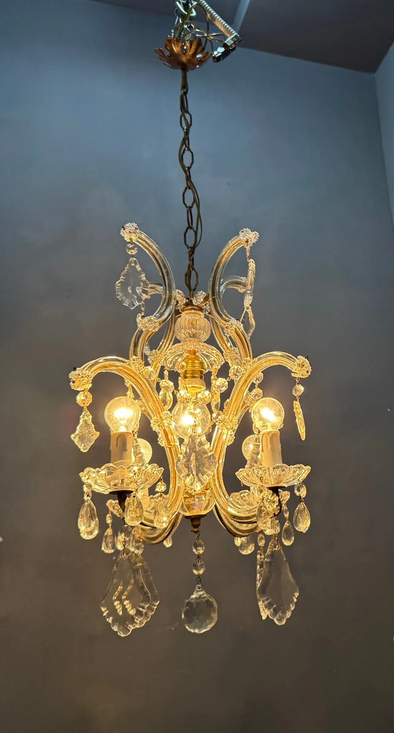 Crystal and Murano glass chandelier, Italy, 1950s 5