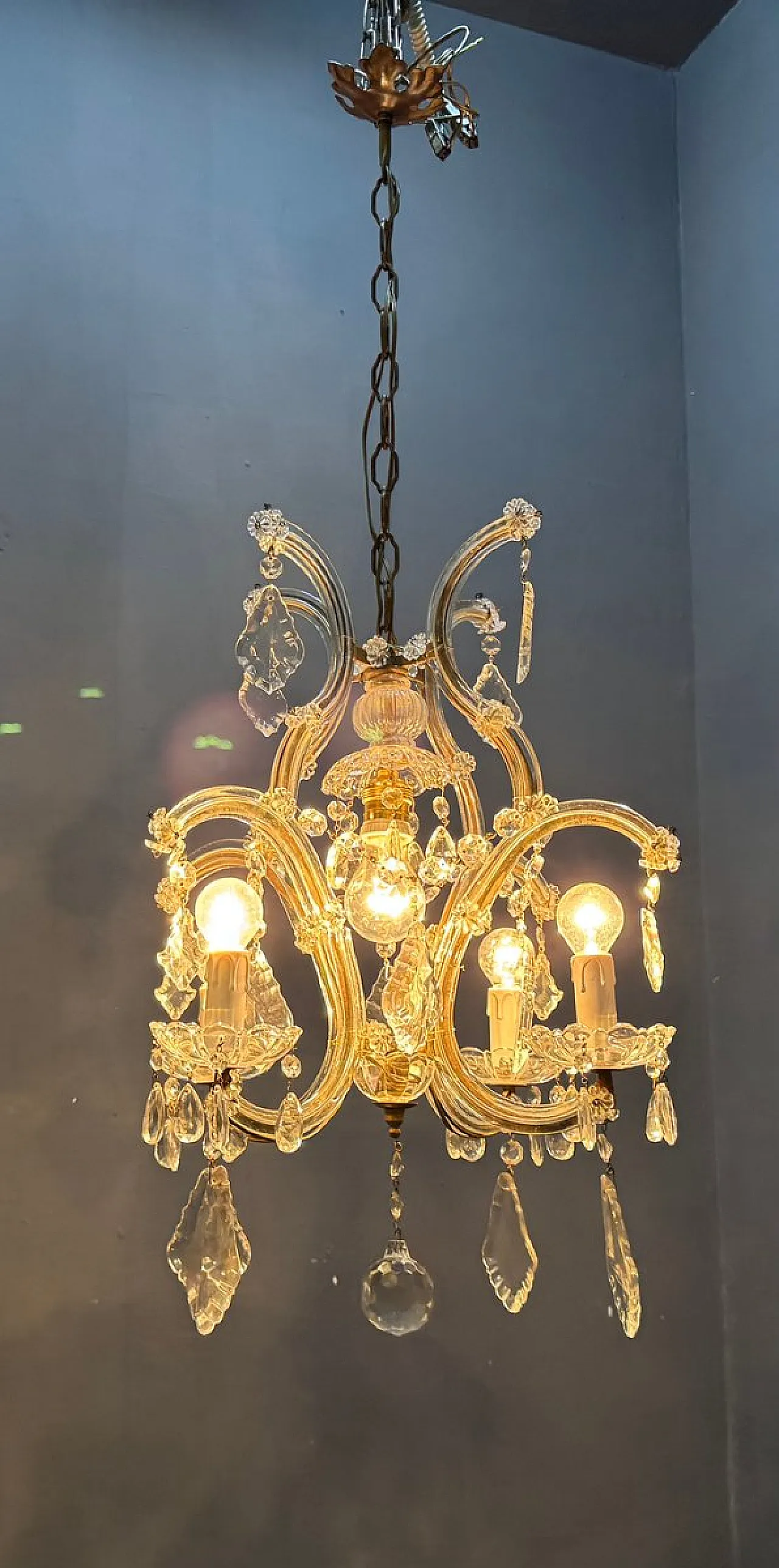 Crystal and Murano glass chandelier, Italy, 1950s 6