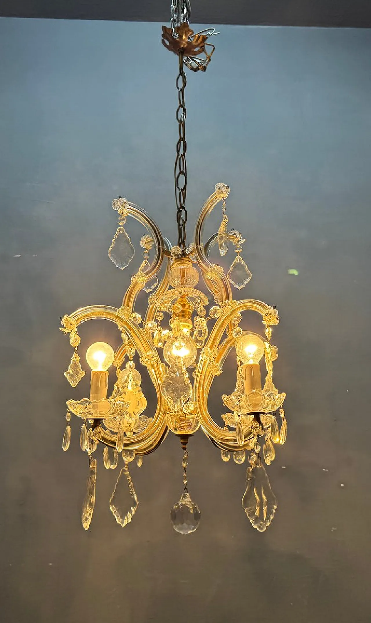 Crystal and Murano glass chandelier, Italy, 1950s 8