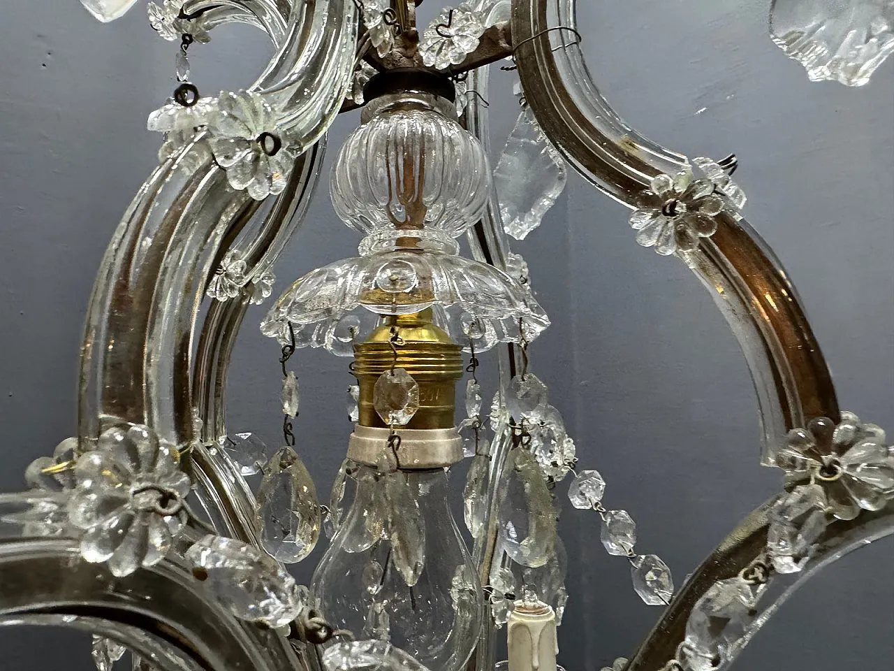 Crystal and Murano glass chandelier, Italy, 1950s 9