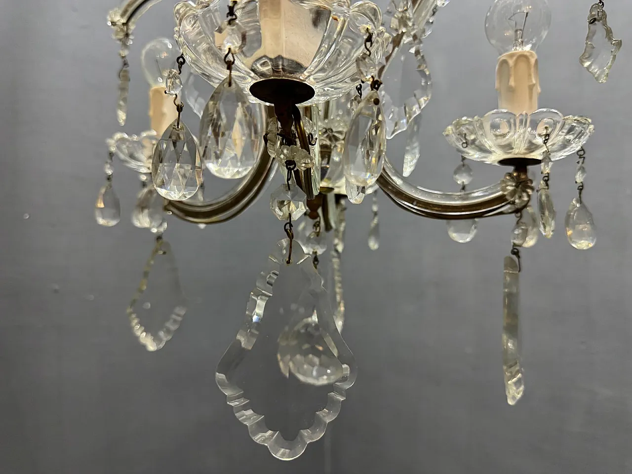 Crystal and Murano glass chandelier, Italy, 1950s 10