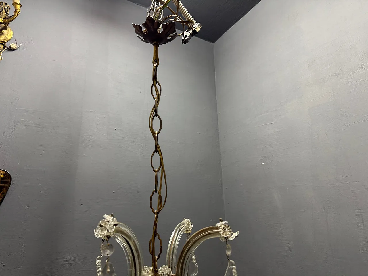 Crystal and Murano glass chandelier, Italy, 1950s 11