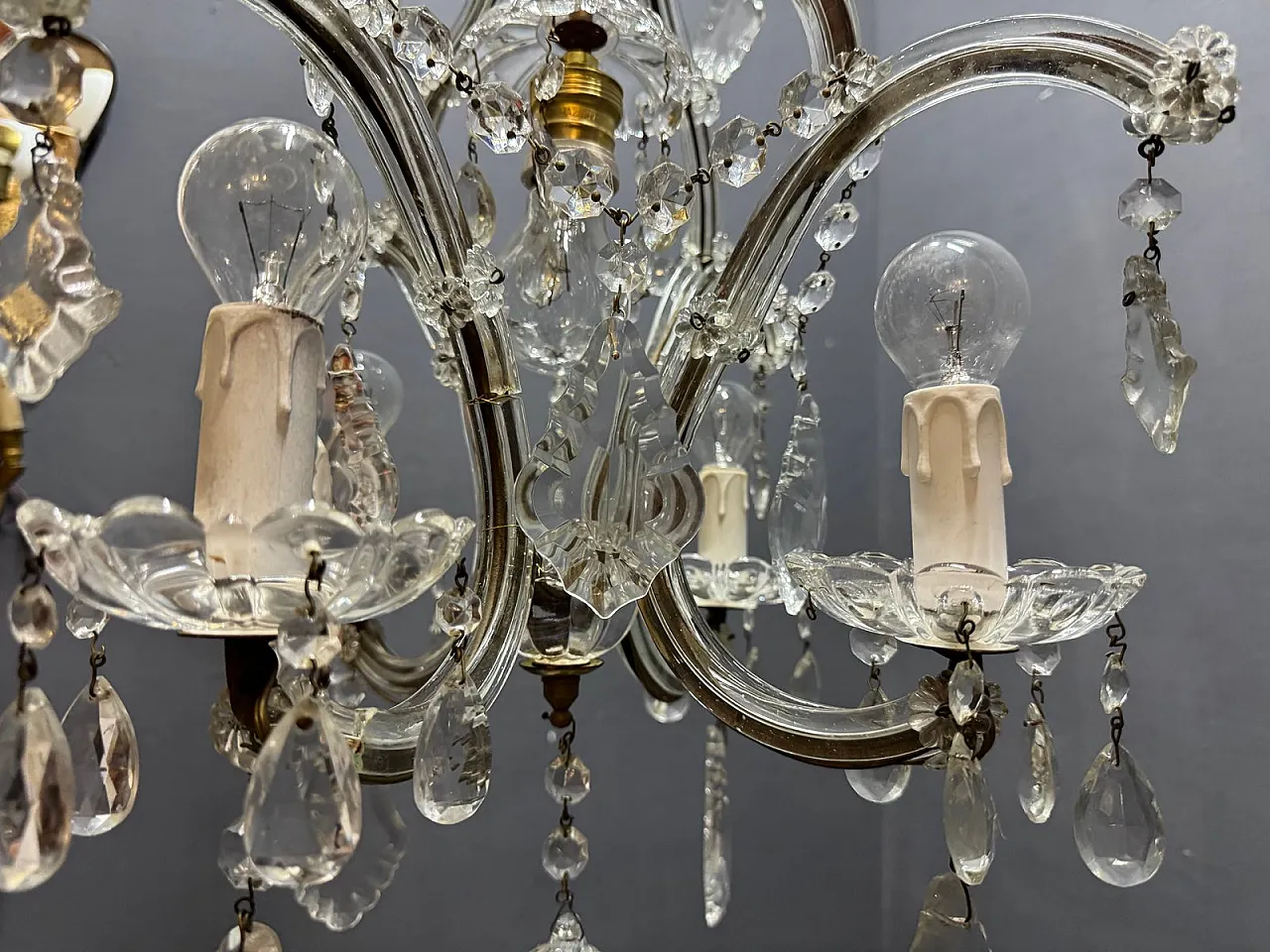 Crystal and Murano glass chandelier, Italy, 1950s 12