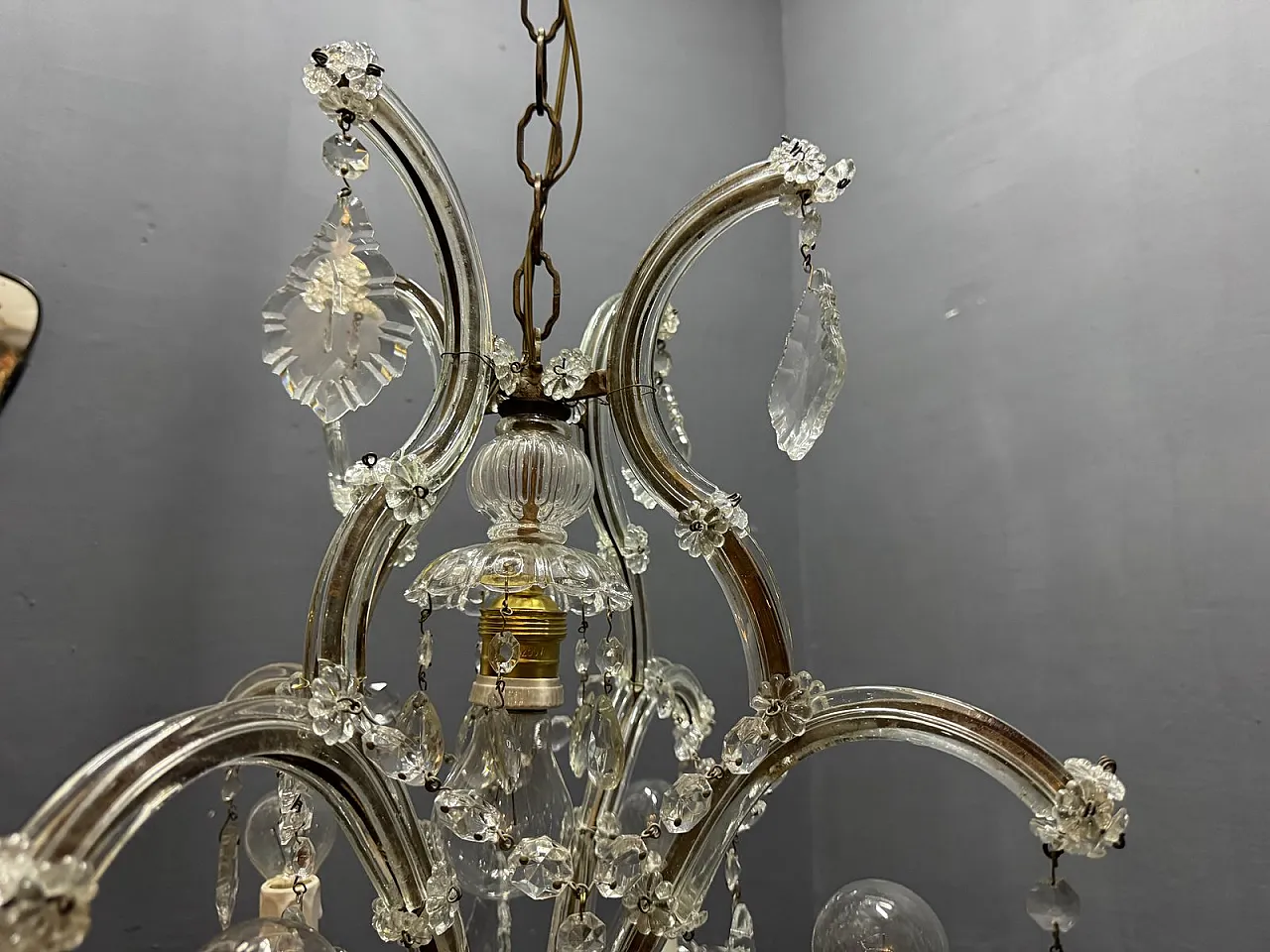 Crystal and Murano glass chandelier, Italy, 1950s 13